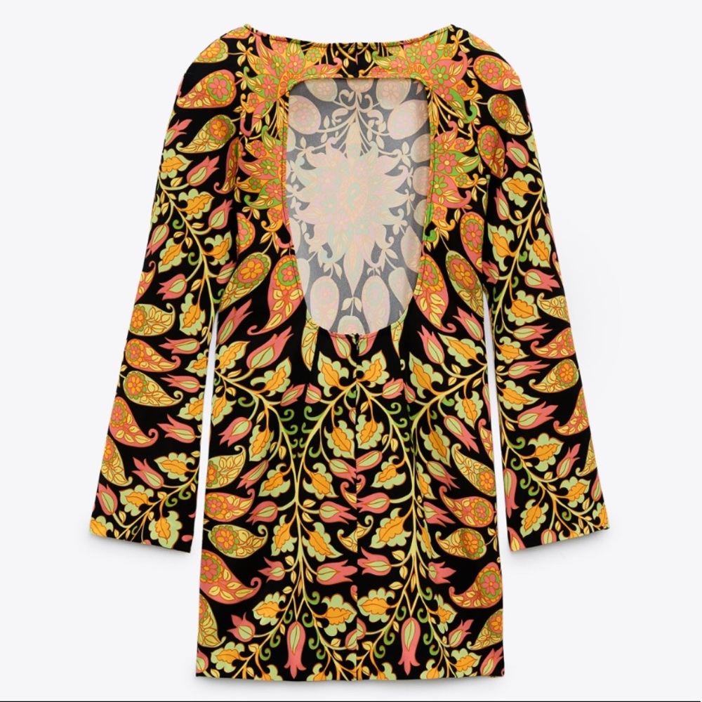 Zara Colorful Floral Print Open Back Mini Dress - Picture 10 of 11